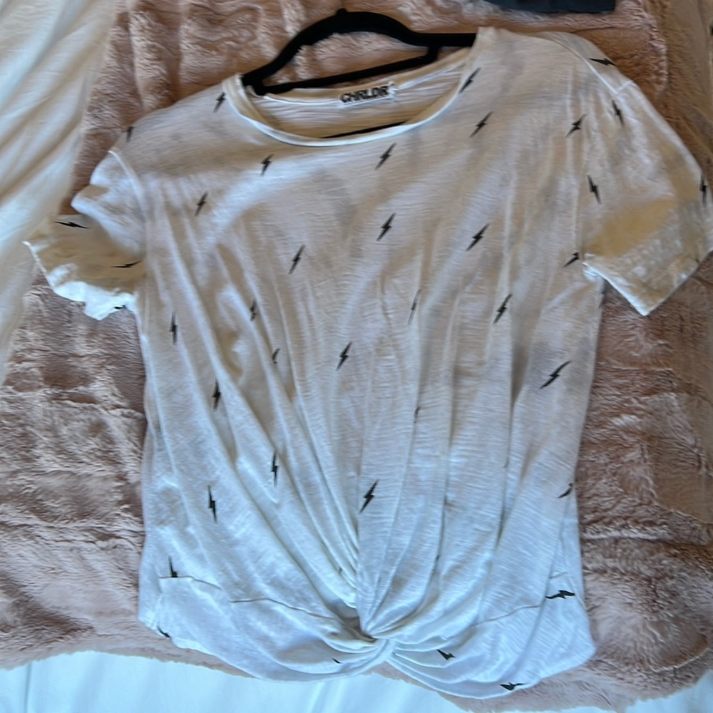 CHLDR lightning bolt t shirt with knot in front